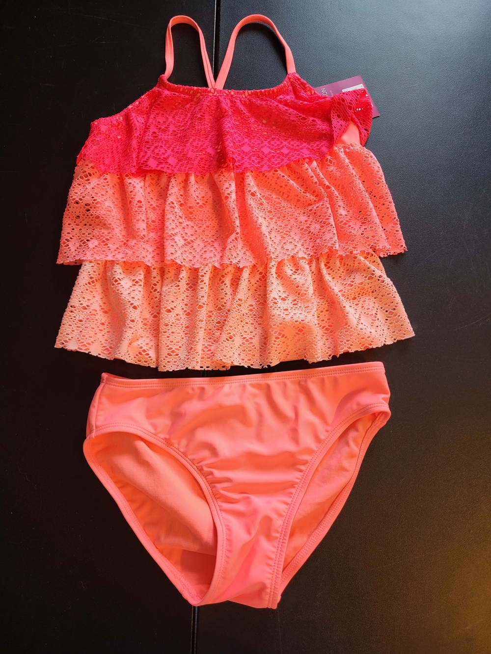 Girls Size 10 Crochet Style  2 Piece Tankini Swimsuit NWT Ombre Pink